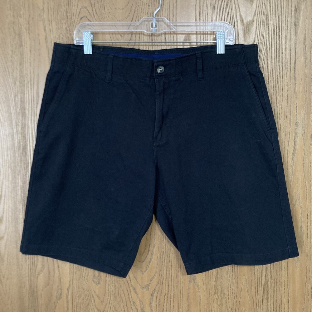 Nat Nast Shorts Men's 36 Black Flat Front Chino 10" Inseam Golf Preppy Casual